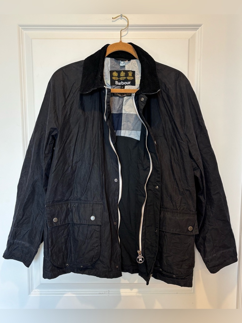 Barbour Lightweight Waxed Jacket Men's L Blue Rothay Windbreaker Classic Coat